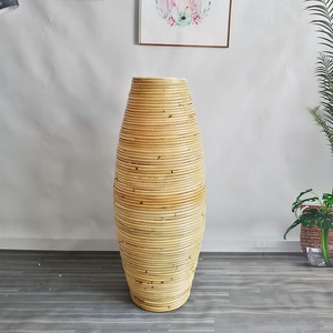 Ornements de <span class=keywords><strong>Vase</strong></span> au sol en rotin Fleurs tissées en soie séchée Salon Restaurant Fenêtre Bouteilles décoratives - Product Image 3