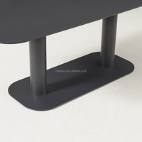 Table basse d'extérieur moderne en aluminium ovale avec plateau HPL
