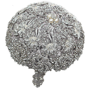 Bouquet de mariée personnalisé de luxe avec cristaux scintillants, bouquet de fleurs à tenir à la main pour la mariée, mariage - Product Image 4
