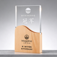 Trophée en bois et cristal personnalisable avec gravure, plaque de reconnaissance professionnelle pour récompense des employés, célébration d'entreprise et cadeau