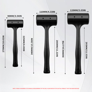 Rubber Hammer With Steel Ball Inside Shockproof Construction Striking Tool Black Round Headed Hammer For Tiling And Flooring - Product Image 3