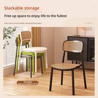 Chaise de salle à manger empilable moderne et écologique pour petit appartement, en rotin nordique et plastique PP intégral