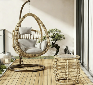 Chaise suspendue en rotin tressé, simple ou <span class=keywords><strong>double</strong></span>, pour jardin, terrasse, mobilier d'extérieur, balançoire de loisirs – Vente chaude directe usine - Product Image 5
