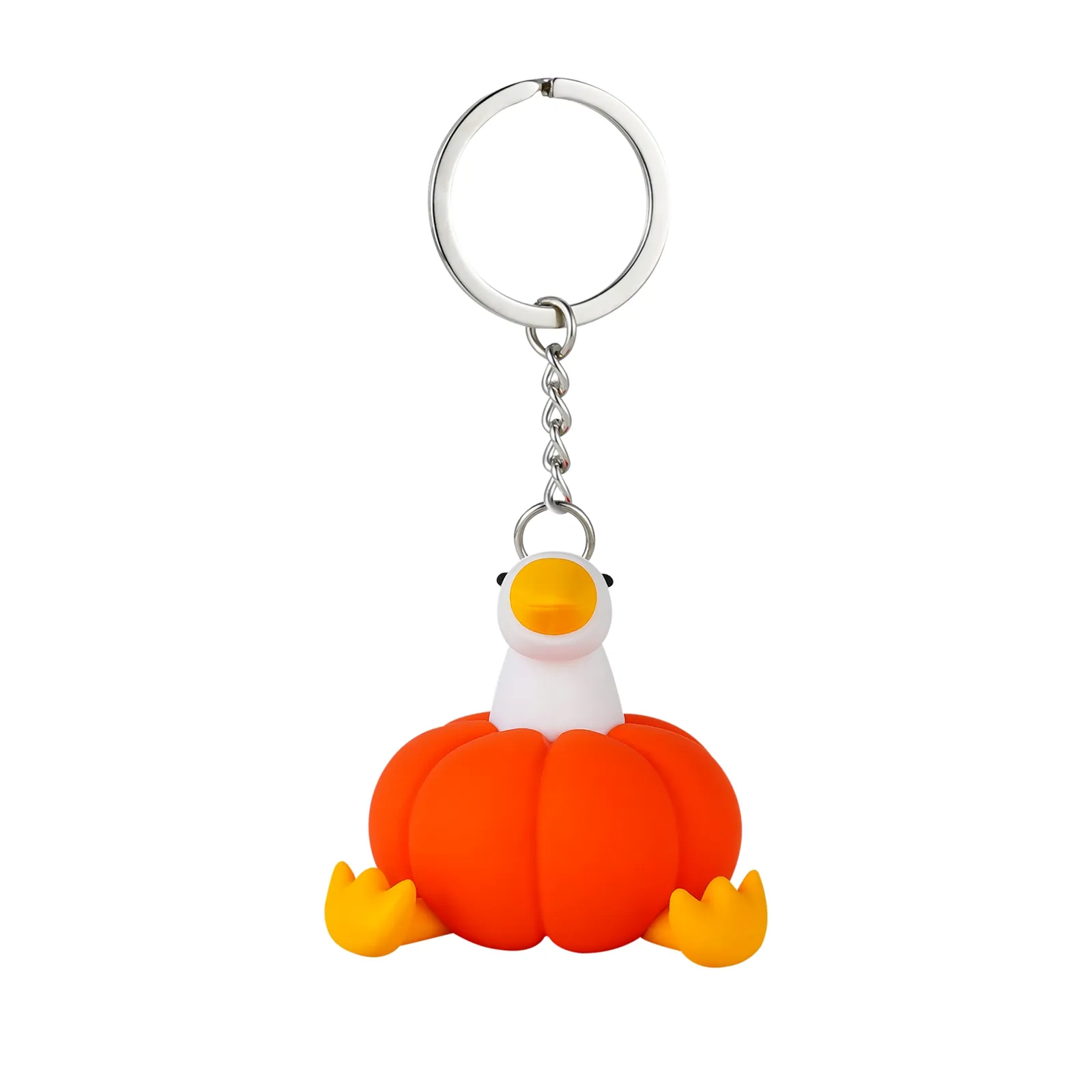 Porte-clés 3D mignon citrouille canard, accessoires, sac cadeau d'anniversaire tendance en silicone, pendentif, figurine de dessin animé