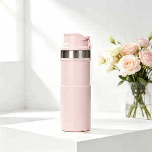 <span class=keywords><strong>Bouteille</strong></span> d'eau de sport de luxe en acier inoxydable de 500 ml, nouveau design, avec gobelet à <span class=keywords><strong>action</strong></span> déclencheur classique, tasse de voyage - Product Image 1