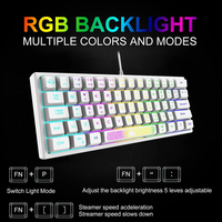 Clavier de jeu optique filaire USB K61 RGB, 62 touches, ergonomique, ultra-compact, mini, plusieurs modes, ordinateur portable/PC, ABS, garantie de 6 mois