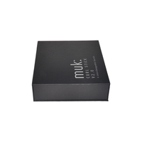 Boîte d'emballage en carton rigide noir sur mesure avec logo, faite à la main, pour vêtements, chaussettes et fourrures, avec couvercle magnétique de luxe, vente en gros