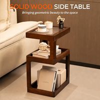 Table d'appoint en bois massif, petite table d'appoint à 3 niveaux, table d'appoint marron avec rangement ouvert, pour salon, canapé, chambre à coucher, étroite