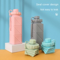 Bouteille d'eau de sport pliable en silicone écologique de 550 ml, anti-fuite, sans BPA, pour la randonnée, le camping et les voyages