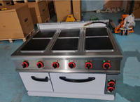 Cuisinière électrique commerciale à 6 brûleurs avec four encastrable en acier inoxydable pour hôtels, restaurants, traiteurs et cuisines professionnelles