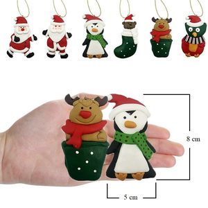 Christmas <b>Tree</b> Ornaments 8 Cm Miniature Set Of 6 In Rubber And Pvc For Holiday Decorations - Product Image 3