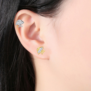 <b>Titanium</b> Earrings Flower Shape Prong Setting F136 Internal Thread Unisex Piercing Jewelry Gift - Product Image 4