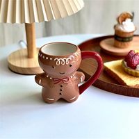 Tasse à café en pain d'épice, tasse unique en forme de Noël belle Beeg Cartoon Mug tasses avec sourire cadeau drôle pour la famille