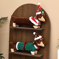 Ornement de Noël créatif en peluche chien saucisse, figurine festive en peluche, décoration de table de Noël pour la maison