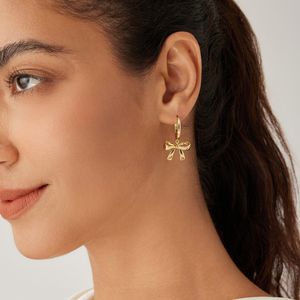 Pendientes de Aro con Lazo, Chapados en Oro, Aleación, Joyería de Moda para Mujer, Regalo - Product Image 5