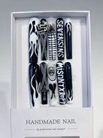 Lot de 10 faux ongles longs et résistants, pré-conçus, motif petit ours mignon et fleurs sculptées, faits à la main, avec colle, en ABS, pour l'exportation