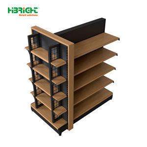 Étagères de supermarché de haute qualité Highbright en noir et imitation bois pour les épiceries - Product Image 1