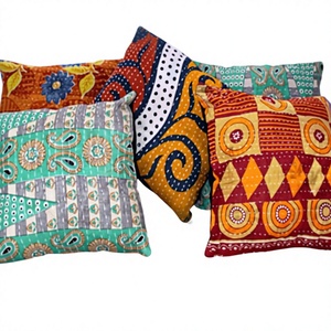 Vintage Kantha Sari Cushion Cover Pillow Covers Handmade Boho Cushion Cover Bohemian Pillow Home Decor Cushion <b>Throw</b> Pillows - Product Image 1