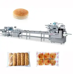 Automatische horizontale Hamburger-Brun Packmaschine Bun-Verpackungsmaschine Verpackung für Lebensmittel- und Getränkefabrik