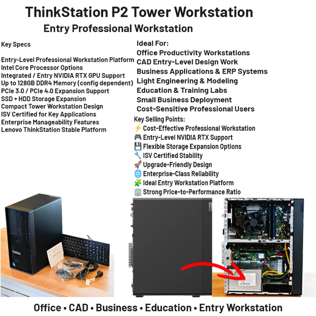 For ThinkStation P2 Tower Graphics Workstation Designer Host with Dual OS Support Made in China