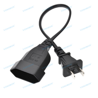 Adaptateur de prise US 2 broches NEMA 1-15P vers CEE7/16 EU 4.0mm 2 trous, cordon d'alimentation court de 1 pied, adaptateur de prise US vers prise européenne