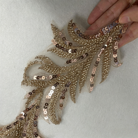 Applique en sequins et perles en forme de feuille de 12 cm pour embellissements de robes de mariée, accessoires de chaussures/sacs/cheveux et fournitures de bricolage