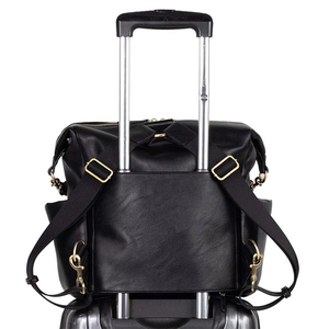 Fashion High Quality PU Leather Water Resistant <strong>Nappy</strong> Baby Diaper <strong>Bag</strong> for Mummy Large <strong>Black</strong> Outdoor Travel All Seasons - Product Image 5