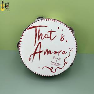 Tamburello Personalizzato da Matrimonio da 6 Pollici per Danza e Chiesa Bomboniera Tamburo a Mano con Sonagli a Fila Singola in Legno - Product Image 6