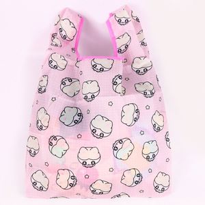 Customizable Expandable Foldable Washable Recyclable <b>Nylon</b> <b>Tote</b> Bag Cartoon Pattern Shoulder Strap Reusable for Shopping Use - Product Image 2