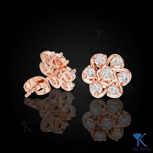 Lab Grown Diamond Luxury Floral Cluster <b>Stud</b> Earrings 14K 18K Solid Gold Brilliant Fine Women Jewelry Bridal Wedding Anniversary - Product Image 2