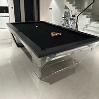 Table de billard Table de billard intérieure de 8 pieds de type standard avec pieds en bois noir et pieds en acrylique en verre transparent
