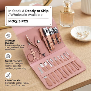 Kit coupe-ongles 16 en 1 en acier inoxydable avec ensemble de toilettage pédicure en cuir outils de soin des ongles à fonction complète ensemble de manucure - Product Image 2