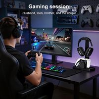 Support pour casque et manette en bois massif naturel UPERGO VD-4B pour bureaux de jeu - Peut accueillir 1 casque/1 manette PS5/Xbox/Switch