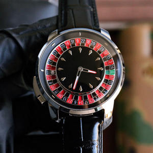 HANBORO Luxury Men's <b>Carousel</b> Collection Gambler's Design Mechanical Watch Water-Resistant Digital Dial Leather Auto-Wind - Product Image 1