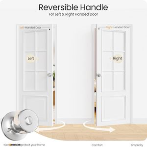 HOSOM Keyed Entry <strong>Door</strong> <strong>Knob</strong> Lock Key Exterior/Interior <strong>Doors</strong> Front <strong>Door</strong> Commercial Residential Use Bathroom Bedroom Satin Nickel - Product Image 6
