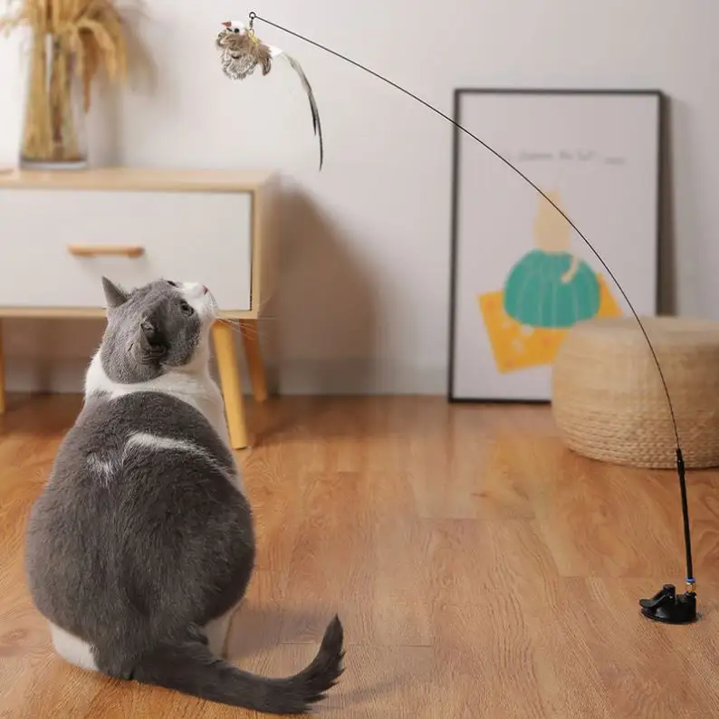Simulation Bird interactive Cat Toy Funny Butterfly Interactive Toy Feather Cat Teaser Cat Fishing Stick Pet Toys