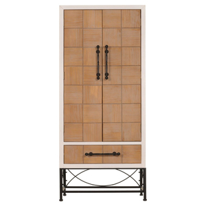 Mueble de Almacenamiento Moderno de Madera de Pino Reciclada con Estructura de Acero Suave, Acabado en Madera Natural y Revestimiento de Metal Negro para el Hogar - Product Image 1