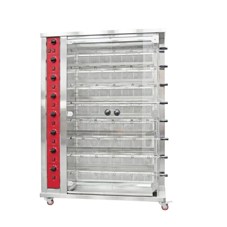 Vigevr Gehard Glazen Deur Alle Rvs 8-Staaf Gas Kip Rotisserie Grill Te Koop