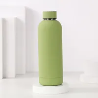 Botol air termos olahraga dinding ganda, botol air luar ruangan vakum berpergian dengan LOGO kustom baja tahan karat