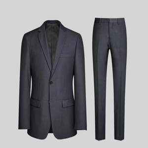 Tenue de travail bancaire pour hommes, ensemble deux pièces, style britannique, coupe ajustée, tenue professionnelle formelle, costume gris décontracté, uniforme - Product Image 2