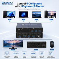 Hardrock Hub USB 3.0 4 ports pour commutateur KVM 2.1 8K60Hz avec télécommande IR pour partage d'ordinateurs multiples en métal