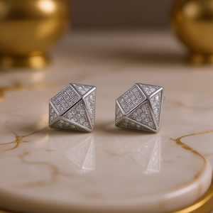 Pendientes de Diamantes en Oro Blanco E2883, Corte Princesa, Color D Natural, Minimalistas, Unisex, para Uso Diario - Product Image 2