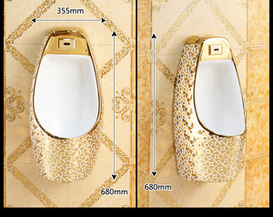 Treo tường tự động cảm biến Vàng Nơi để tiểu nam gốm KTV sang trọng Mens nơi để tiểu với cảm biến tuôn ra gốm mạ - Product Image 2