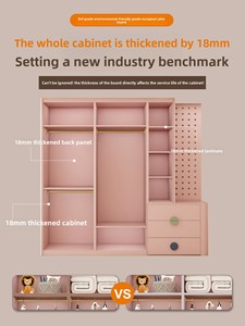 <span class=keywords><strong>Armadio</strong></span> e Scrivania Combinati per Bambini in Legno Massello Stile Crema, con Mobile Contenitore Multifunzionale Rosa - Direttamente dalla Fabbrica - Product Image 3