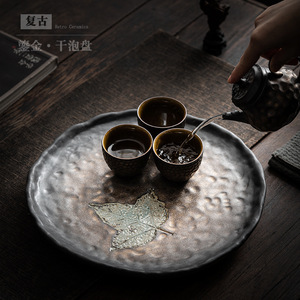 ถาดชาเซรามิกใบเมเปิ้ลเคลือบทองสำหรับใช้ในบ้าน สไตล์เรโทร - Product Image 3