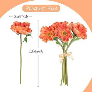 Ramos de Amapolas Artificiales de PU de 5 Tallos Atados a Mano al por Mayor, Amapolas de Maíz Artificiales para Ramos de Boda y Accesorios de Fotografía - Product Image 3