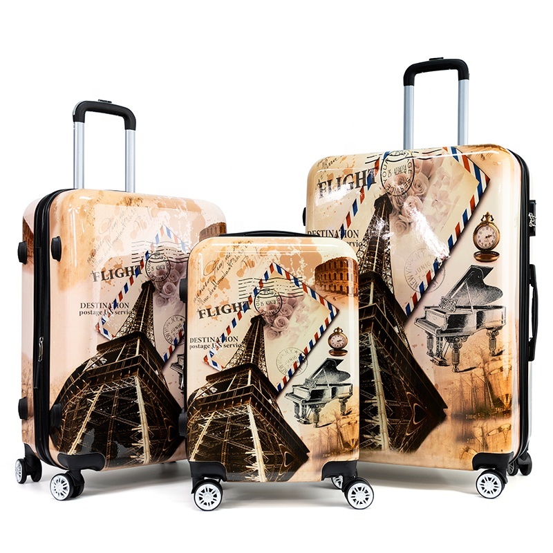2021 Designer Koffer Printing PC ABS Hard Shell Aluminium Trolley Travelling Carry on Bag Case and Suitcase Luggage