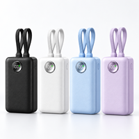 Power Bank Ringkas 20000mAh dengan Kabel Ganda Terintegrasi 22.5W 35W Pengisian Cepat USB-C Layar Digital LED Dua Arah