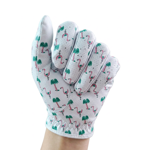 Guante de Golf para Mujer, Mano Izquierda, Estampado de Flamencos, Malla Transpirable Perforada, Correa de Muñeca con Gancho y Bucle, Cuero Genuino, Logotipo Personalizado - Product Image 2