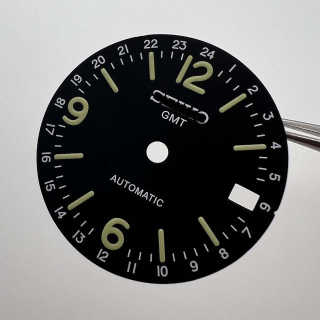 Copper Alloy Watch Dial Accessory 28.5MM Compatible with GMT Four-Hand Printed Dial for NH34 Mechanical Movement